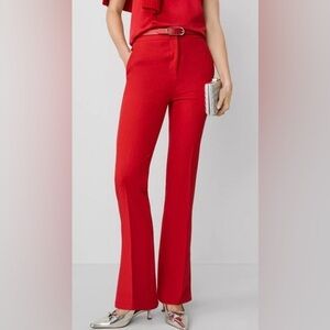 Ann Taylor Slim Fit Flared Hem Trousers Pants Vent Hem Iconic Red Size 6